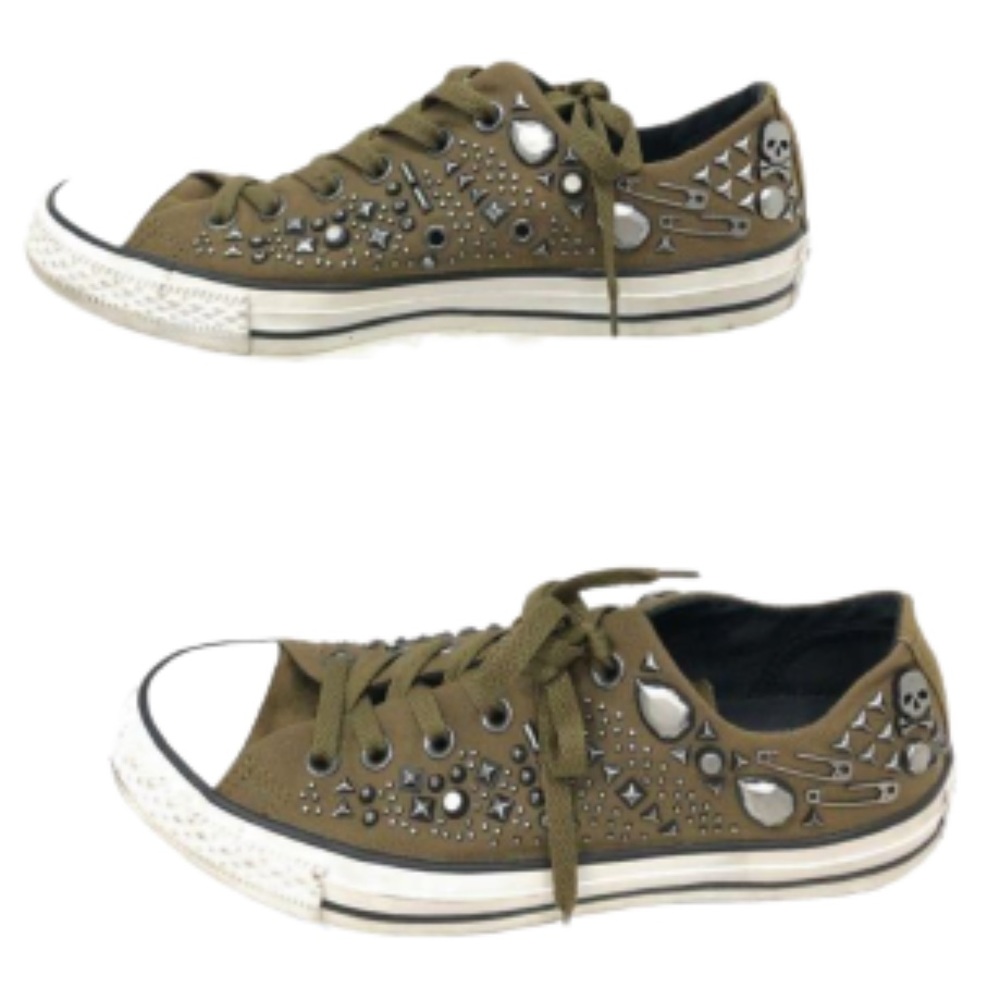 Converse Chuck Taylor PU army green studded sneakers size 9.5 - Picture 2 of 11